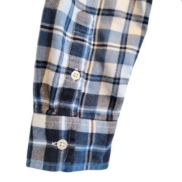 RALPH LAUREN Ruffle Front Plaid Button Up Flannel Shirt Womens L Derby Modest - Picture 6 of 11